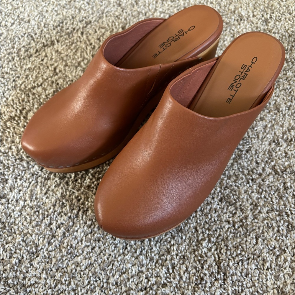 Charlotte Stone Tan Leather Mules